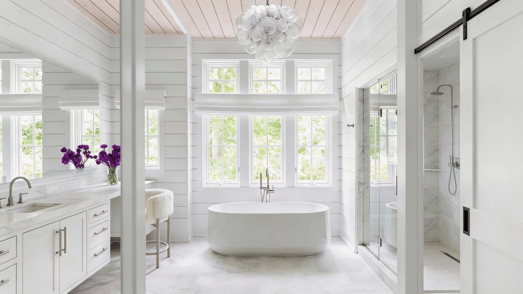 all white shower design