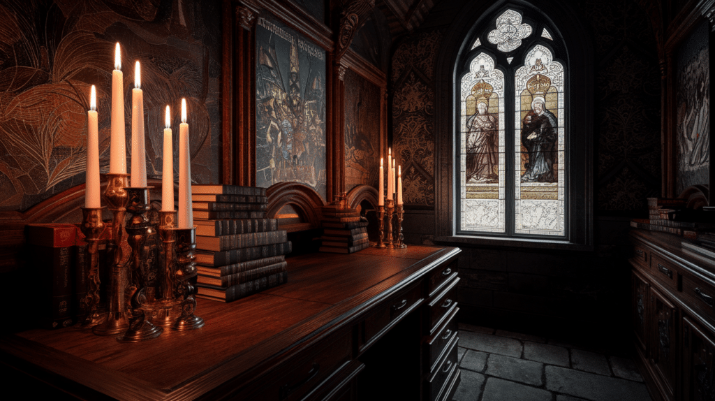 candles in brass holders