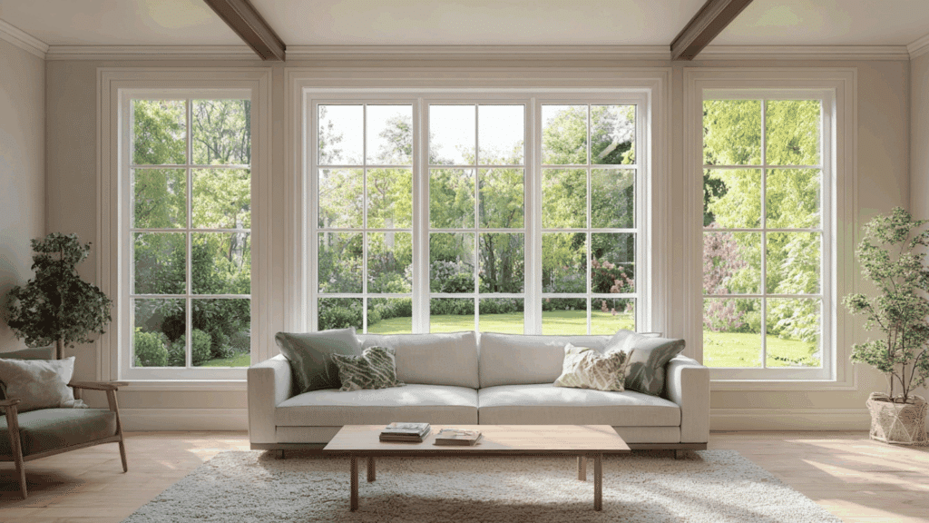 central picture with  flanking casements