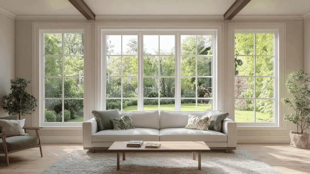 central picture with  flanking casements