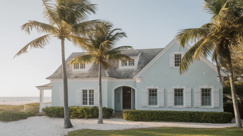 coastal style stucco with soft colors