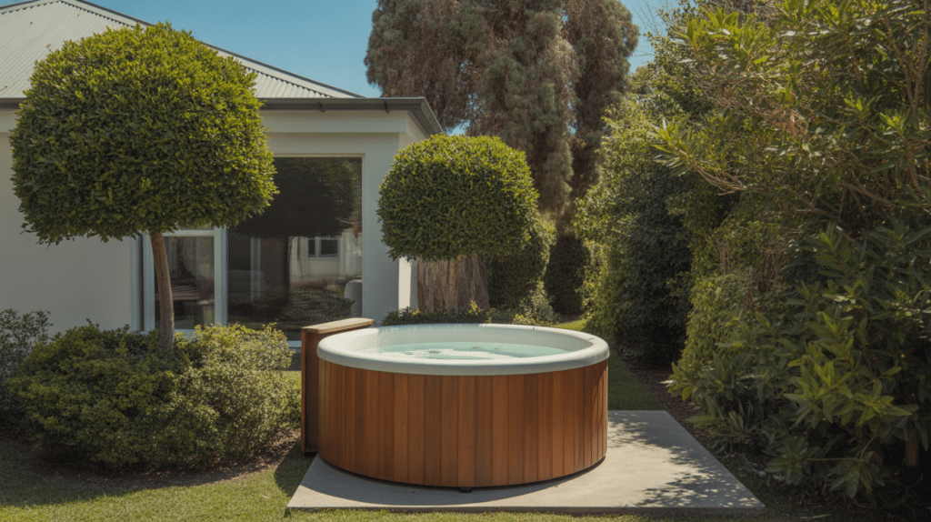 compact hot tub deck for small yards