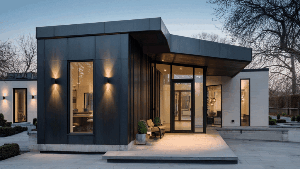 contemporary metal lean to roof