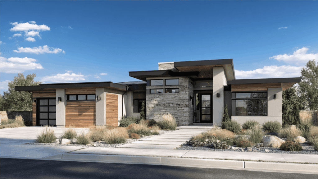 contemporary modern ranch with mixed materials