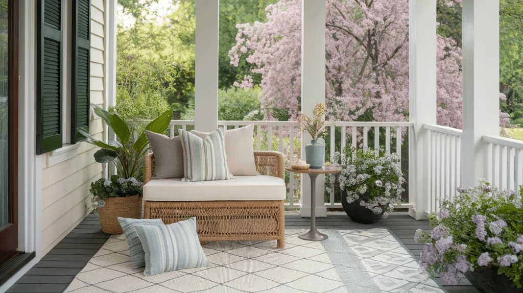 cozy corner porch with seating nook