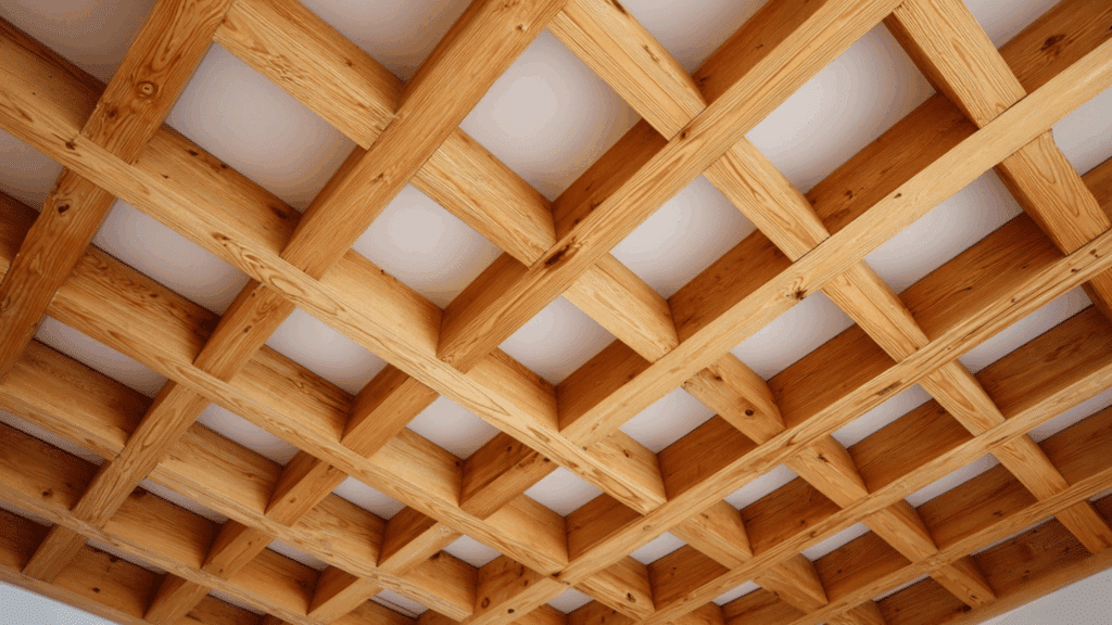 crisscross lattice ceiling beams