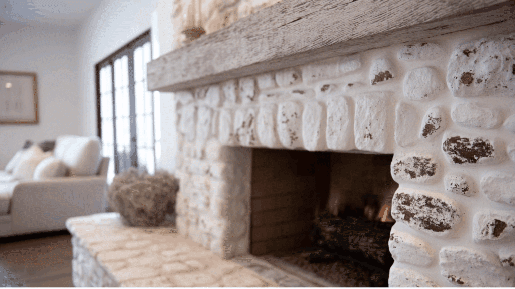 exposed dark stone accents for drama