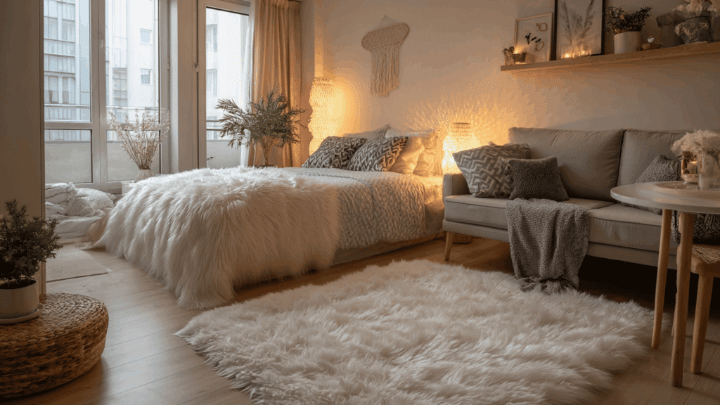 faux fur or shag accent rug