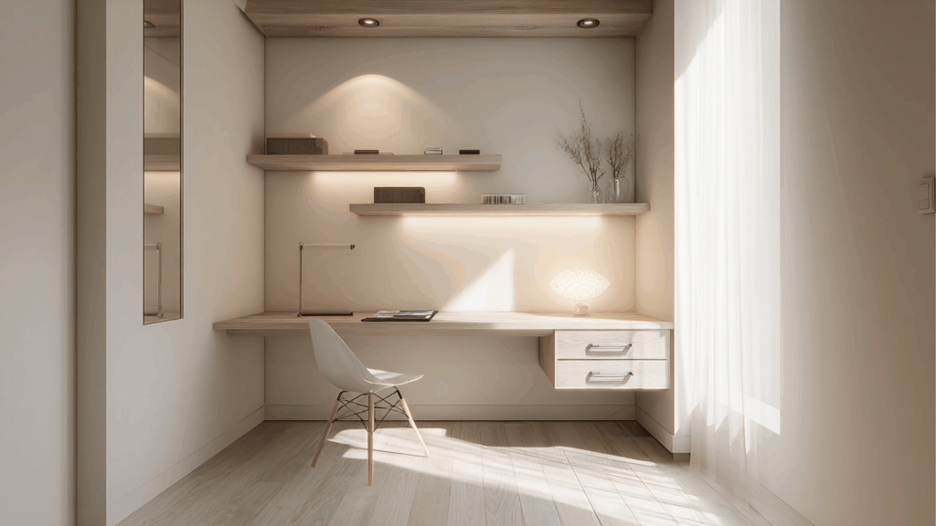 floating desk with hidden storage