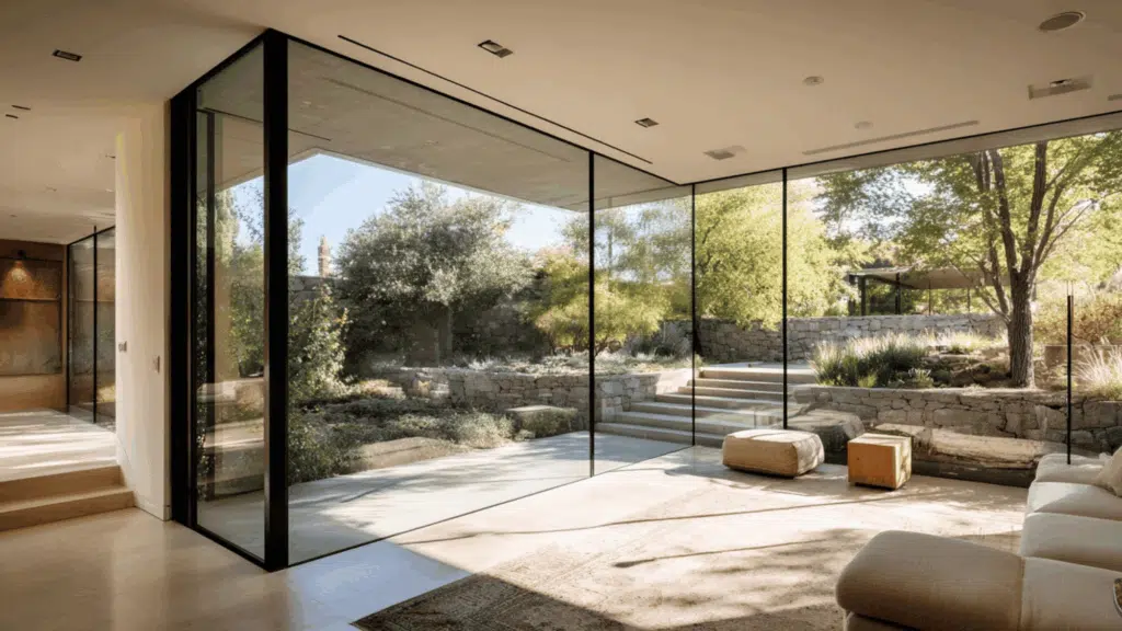 floor to ceiling glass walls