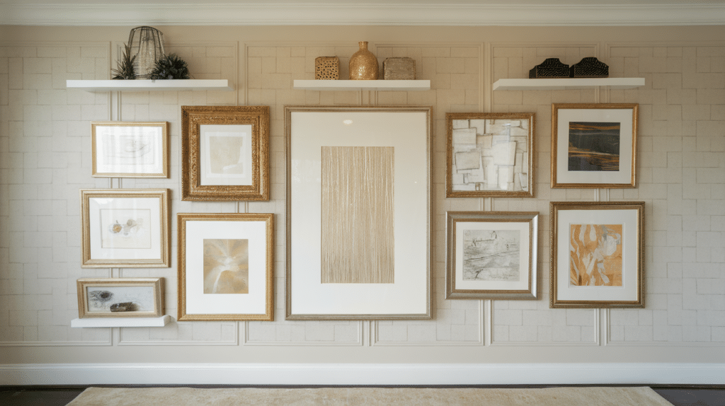 gallery wall with matching frames