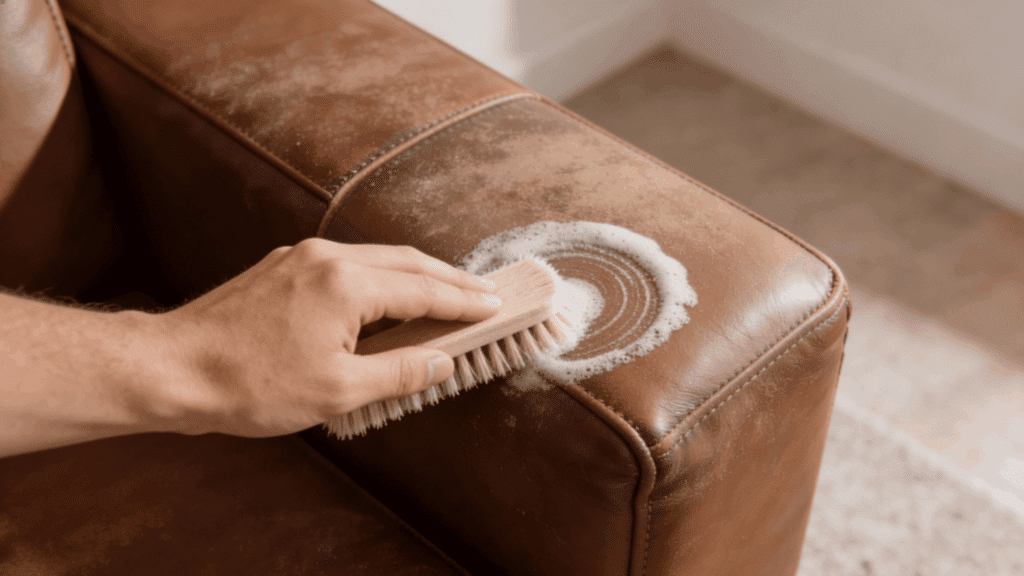 gently agitate using a soft bristle brush