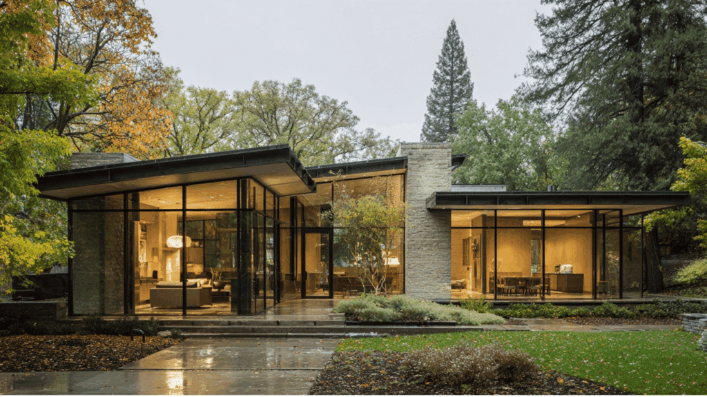 glass forward modern ranch home