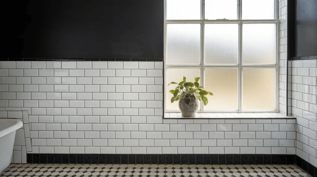 half tiled walls