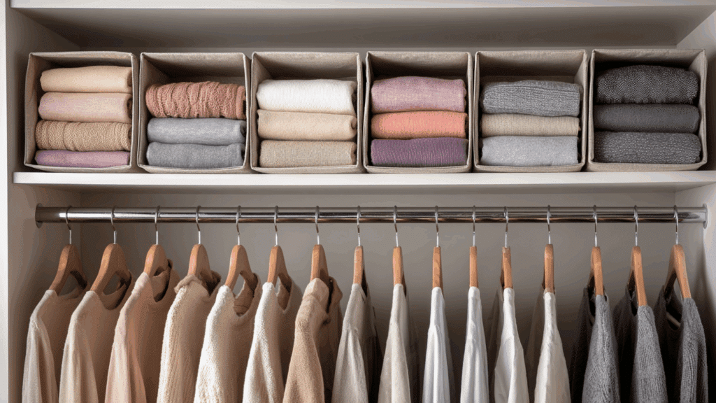 hanging closet organizers with fabric cubbies