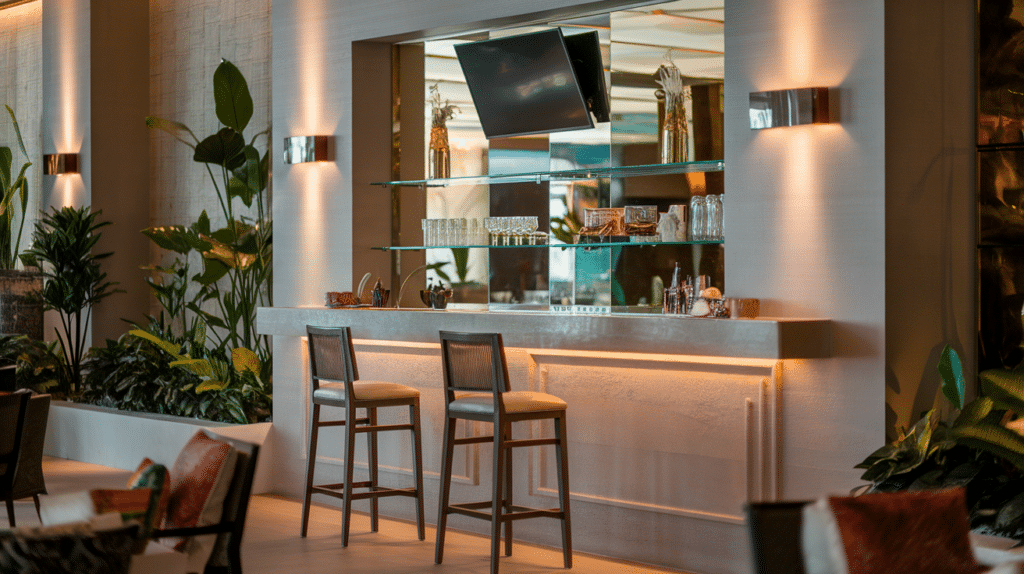 home bar meets media room