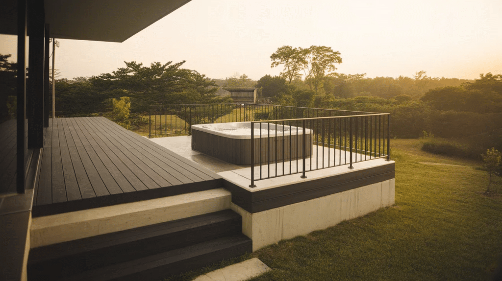 hot tub deck with modern design