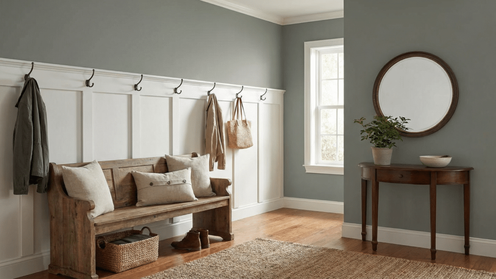 illusive green sherwin williams hallways and entryways