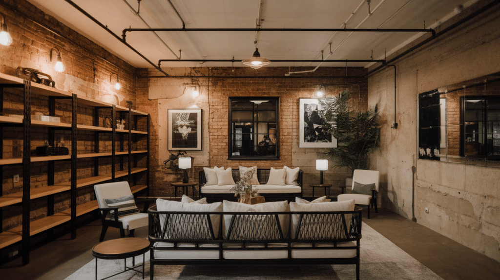 industrial vibe media room