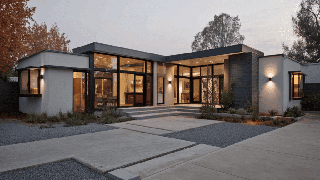 l shaped modern ranch house