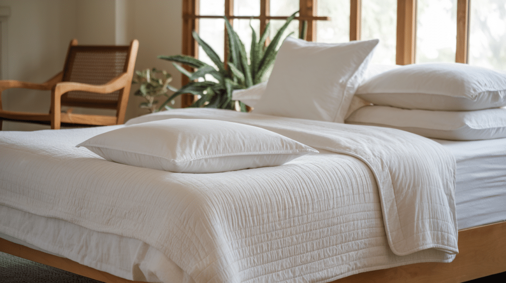 layer white bedding for depth