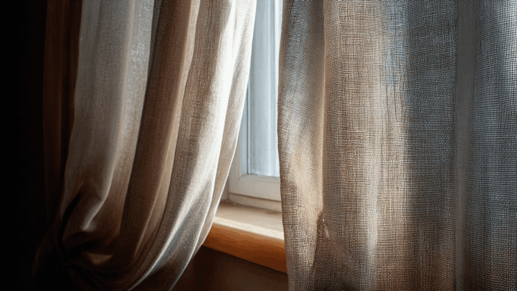 natural linen or canvas window treatments