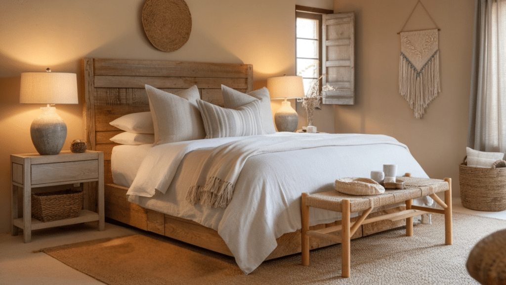 natural wood bed frame
