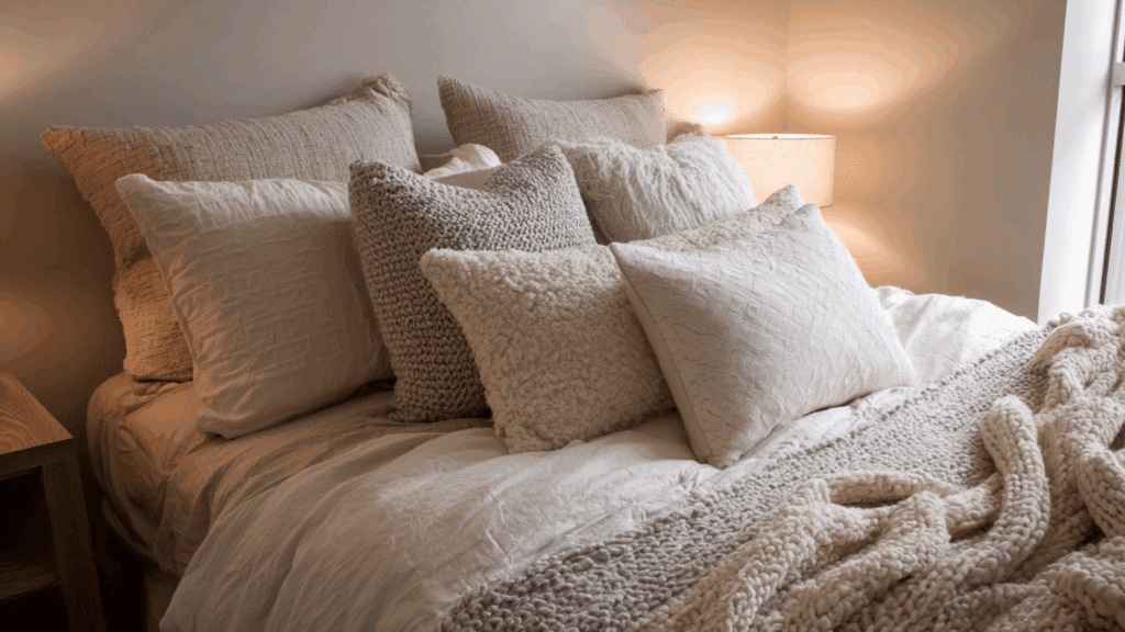 neutral bedding with textured layers