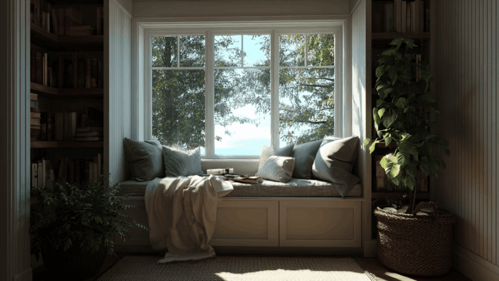 picture window with built in seat