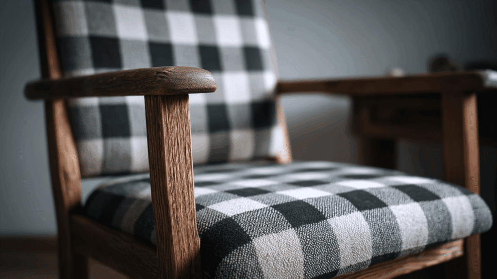 plaid or buffalo check upholstery accents