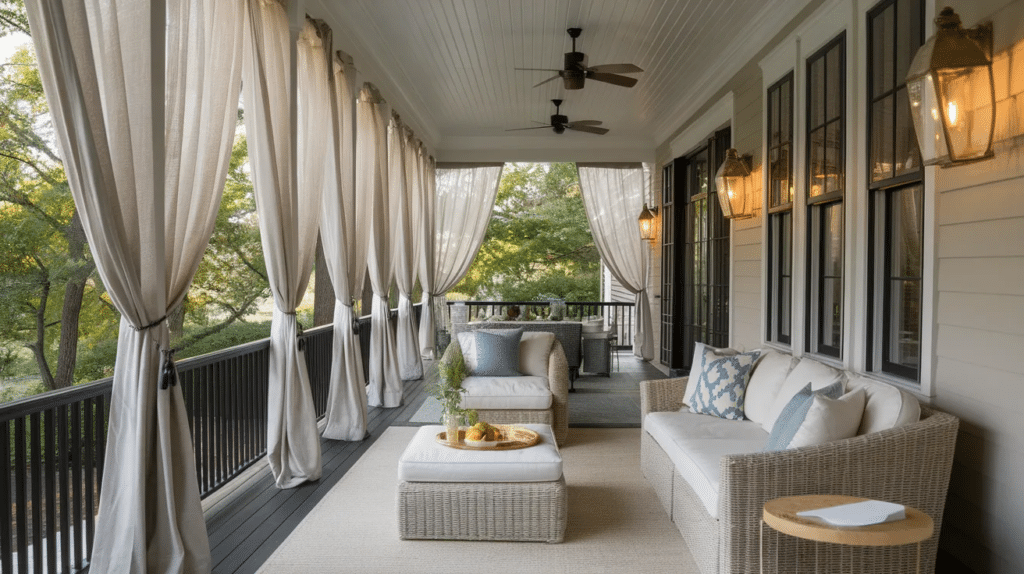 porch with outdoor curtains
