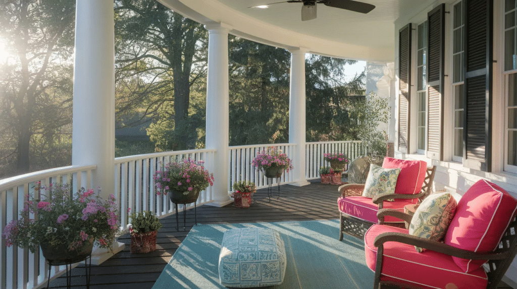 porch with seasonal decor