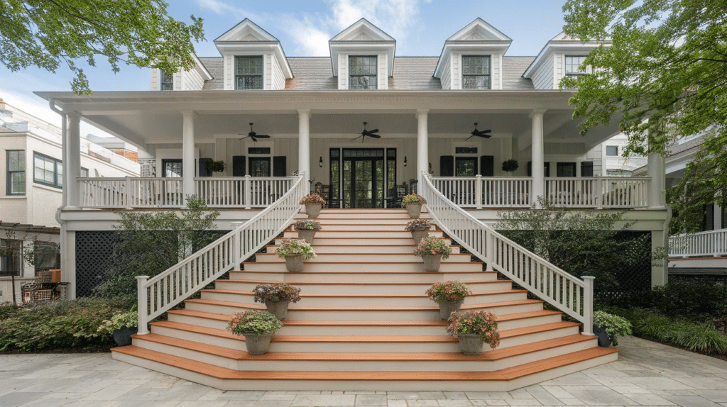 porch with wrap around steps
