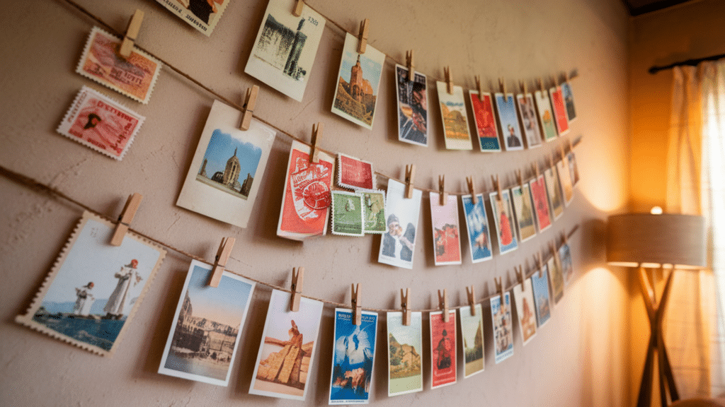 postcard or stamp wall