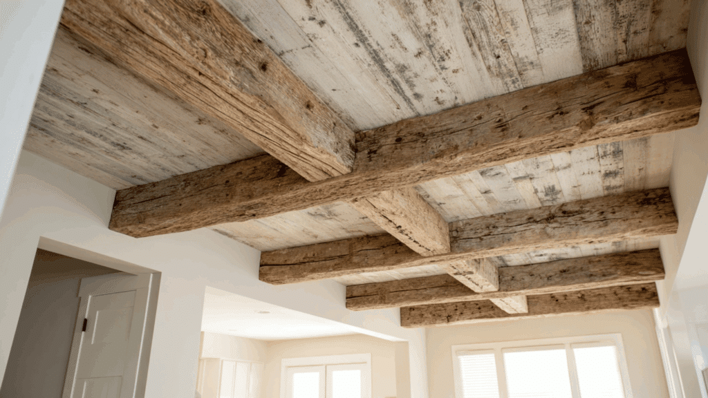 reclaimed barn wood cross beams