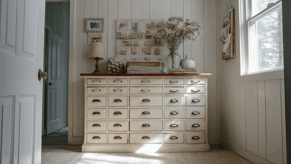 repurposed vintage dresser storage