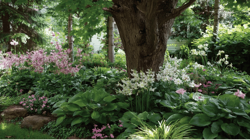 shaded woodland flower garden