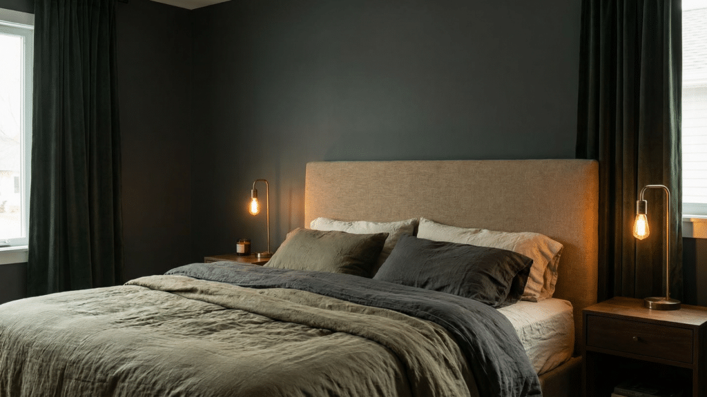 sherwin williams  greenblack bedroom