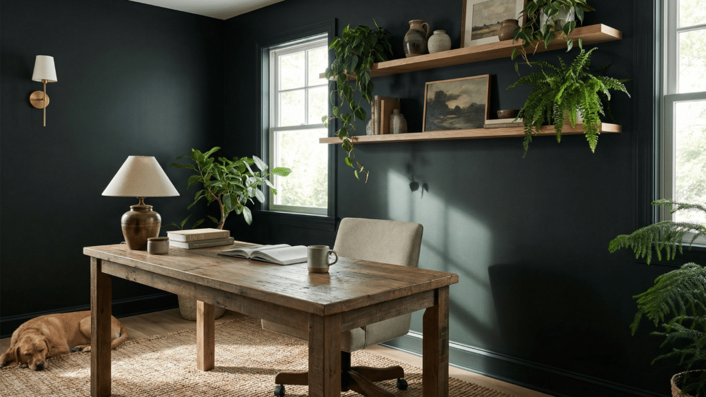 sherwin williams greenblack home office