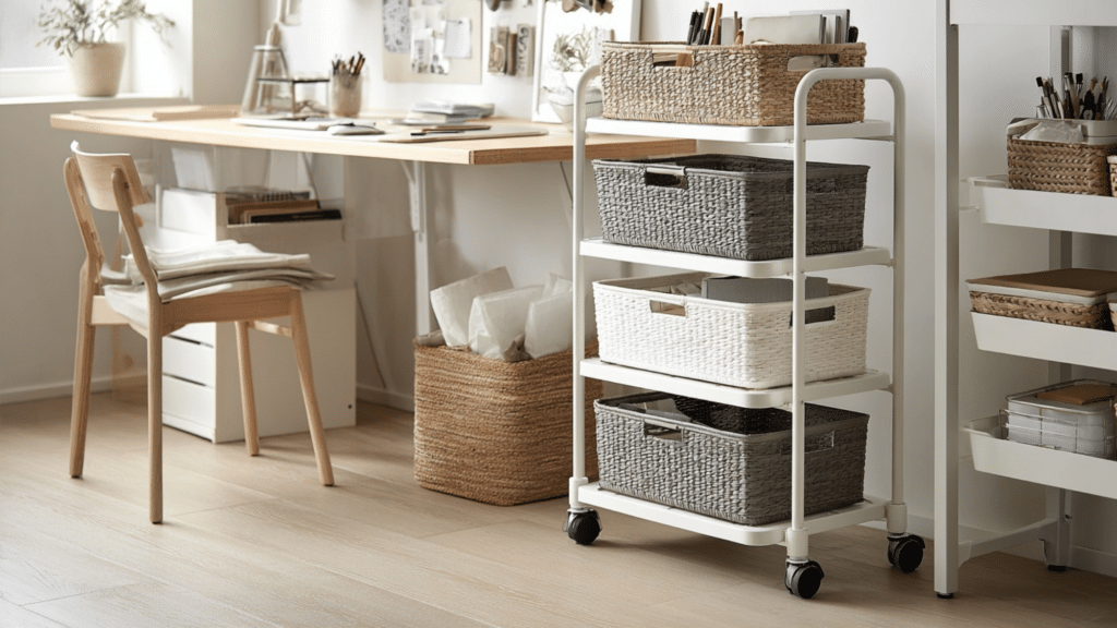 slim rolling storage cart