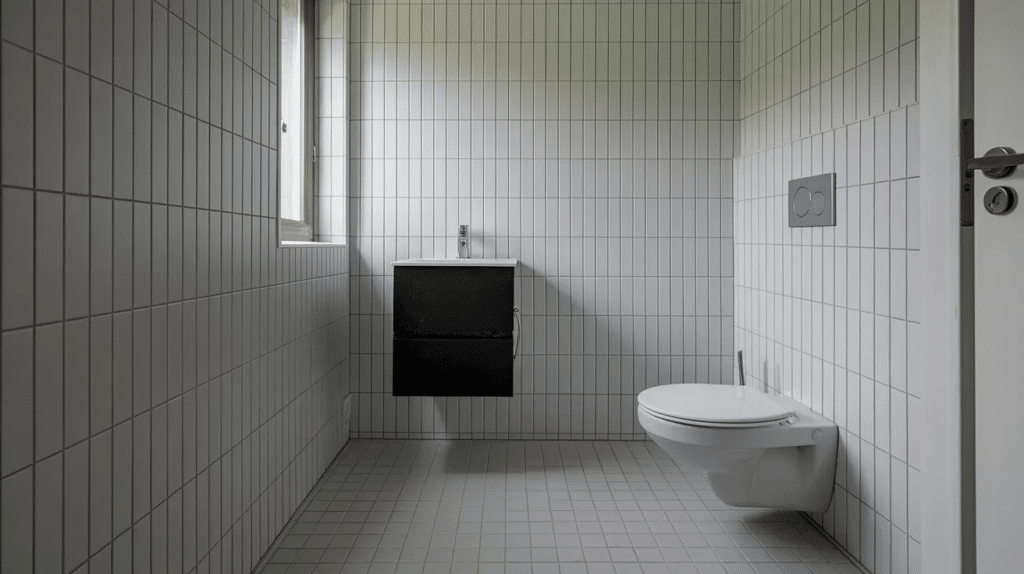 small black and white bathroom layouts