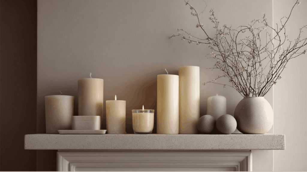 spring scented candles on mantels