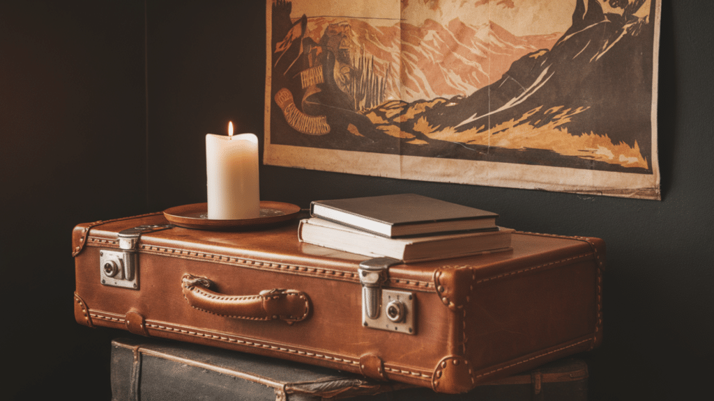stack of vintage suitcases