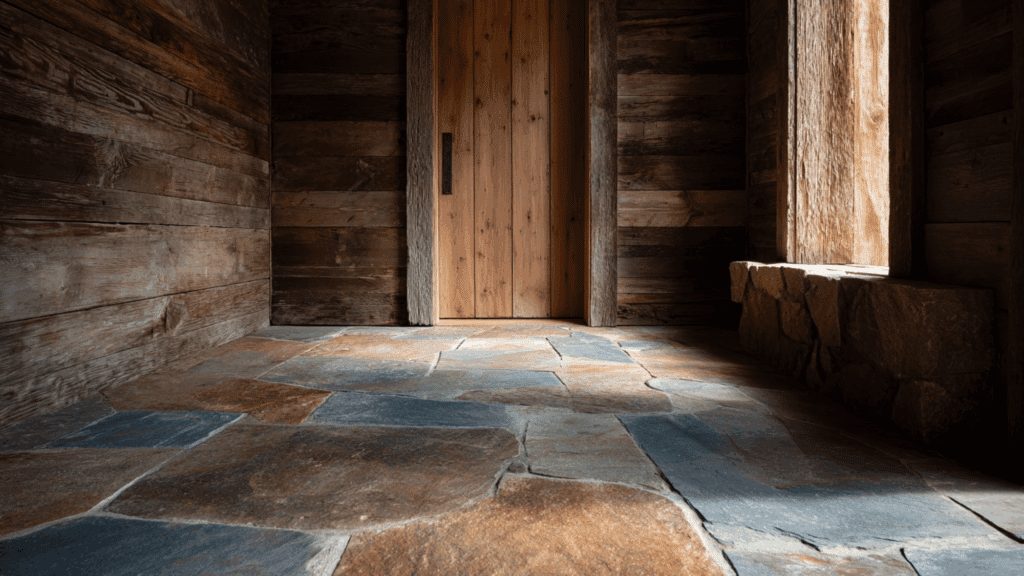 stone or slate flooring in entry areas