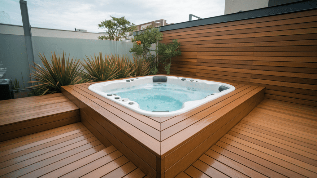 sunken hot tub in the deck