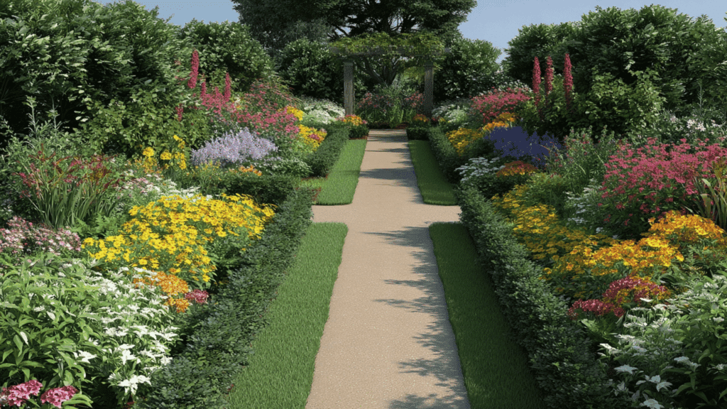 symmetrical formal garden layout