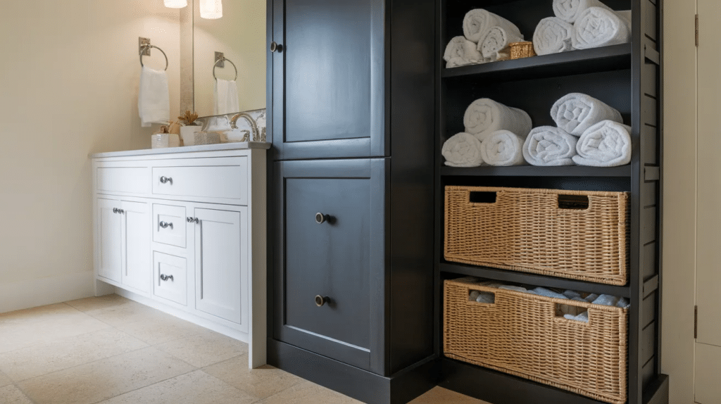 tall black storage cabinet