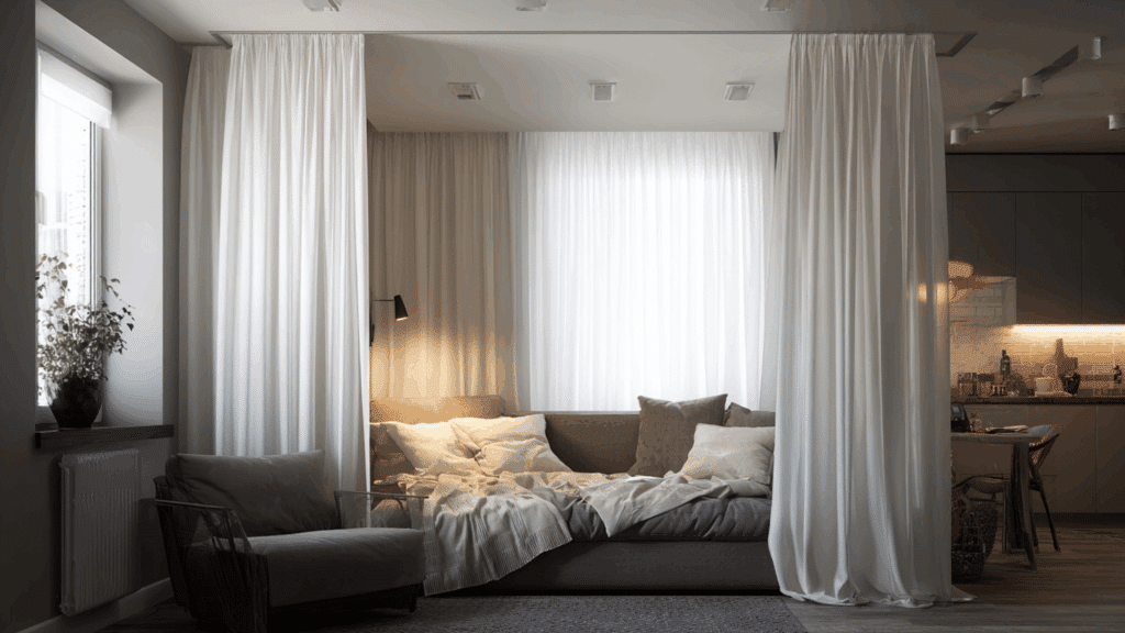 tension rod curtains for room separation
