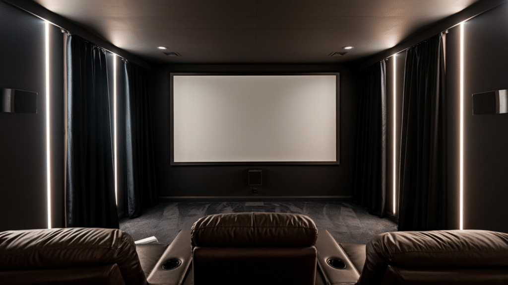 the cozy theater room