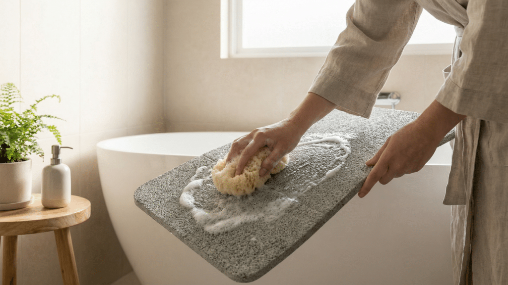 use a soft brush or sponge